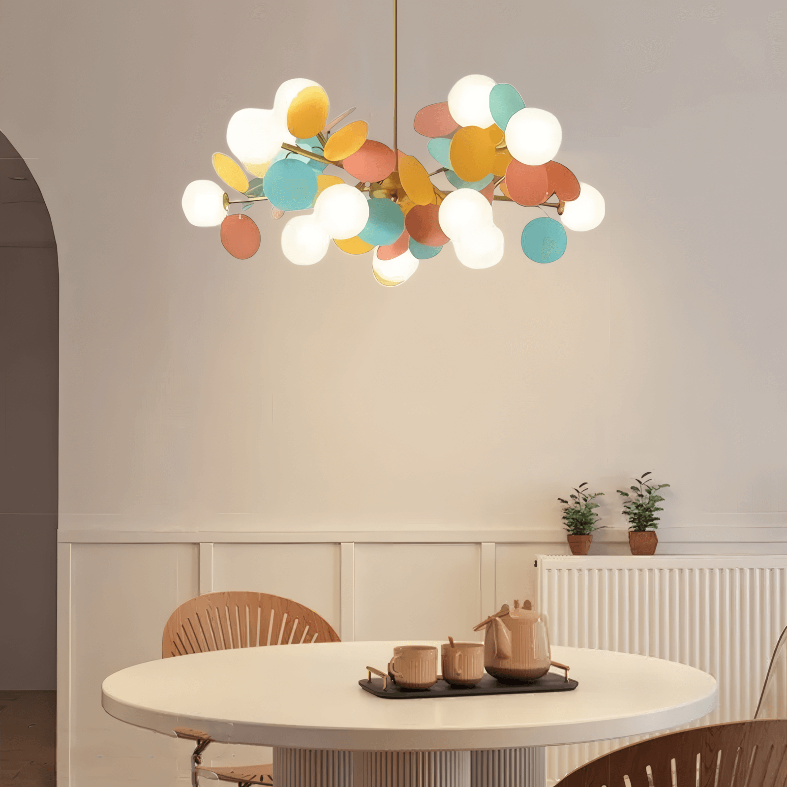 Modern Multicolor 12-Head Chandelier for Dining Room